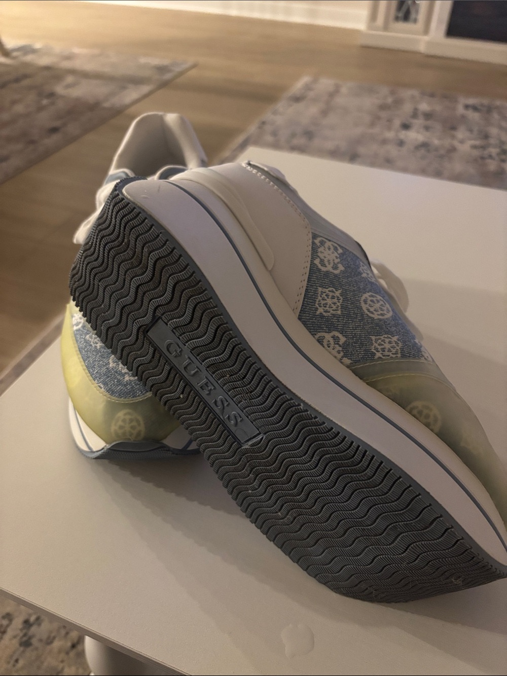 GUESS Blue, White and Cream Platform Lace-Up Sneakers - Picture 2 of 3